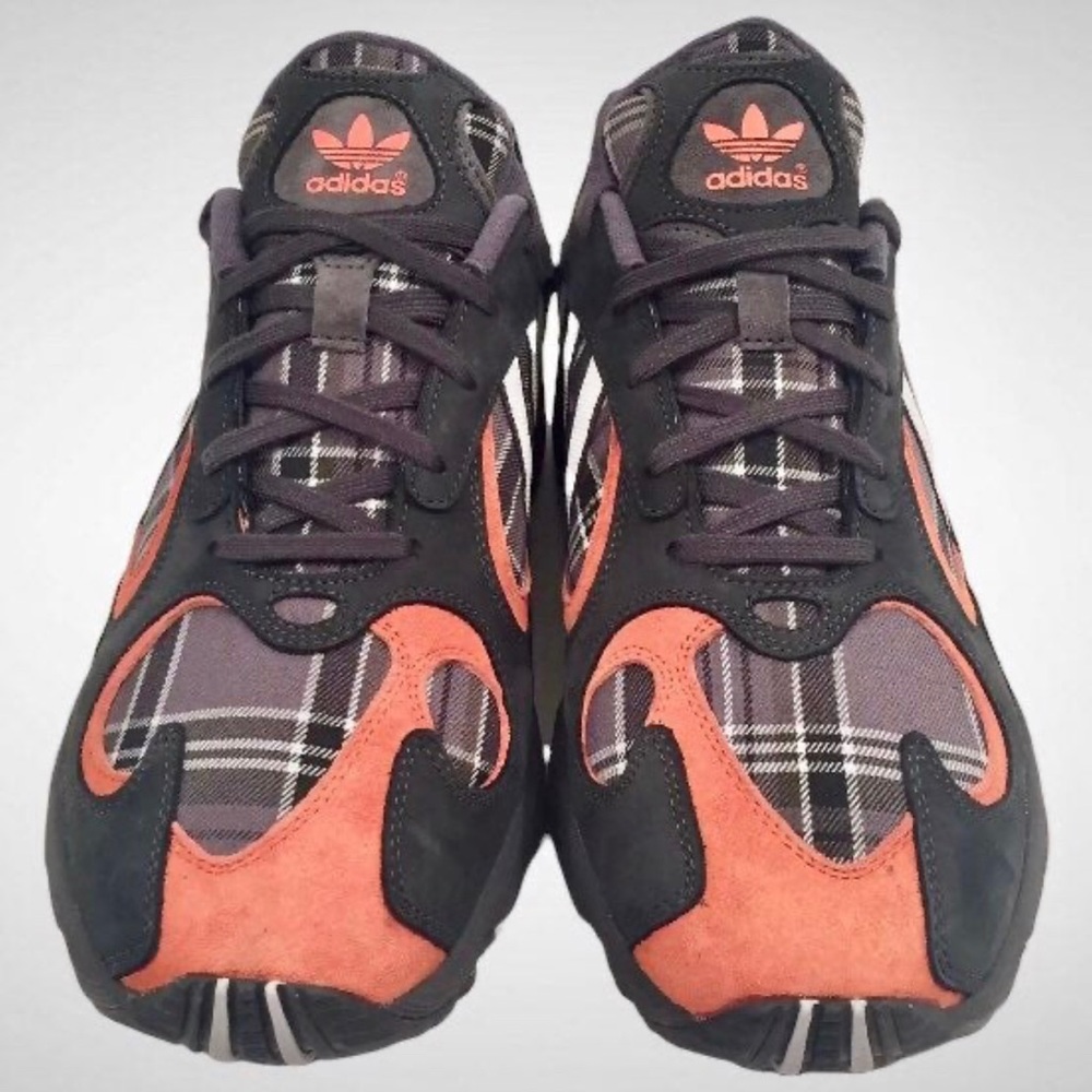 Adidas Yung-1 Orange Plaid EF3967 Size 7!
